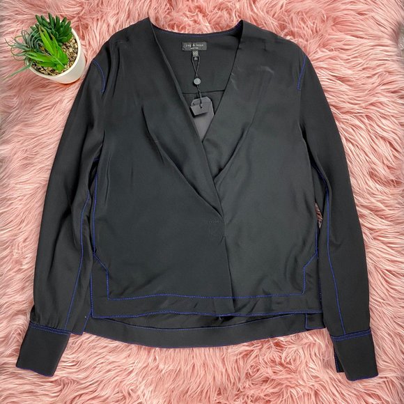 Rag & Bone Shields Silk Wrap Shirt - Picture 5 of 8